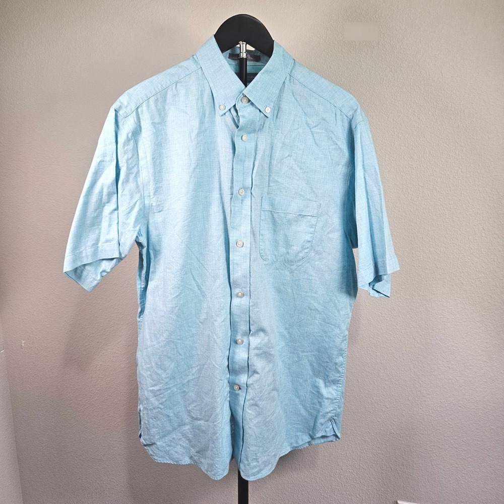 Daniel Cremieux Button Down Shirt Mens Medium Light Blue Cotton Short Sleeve